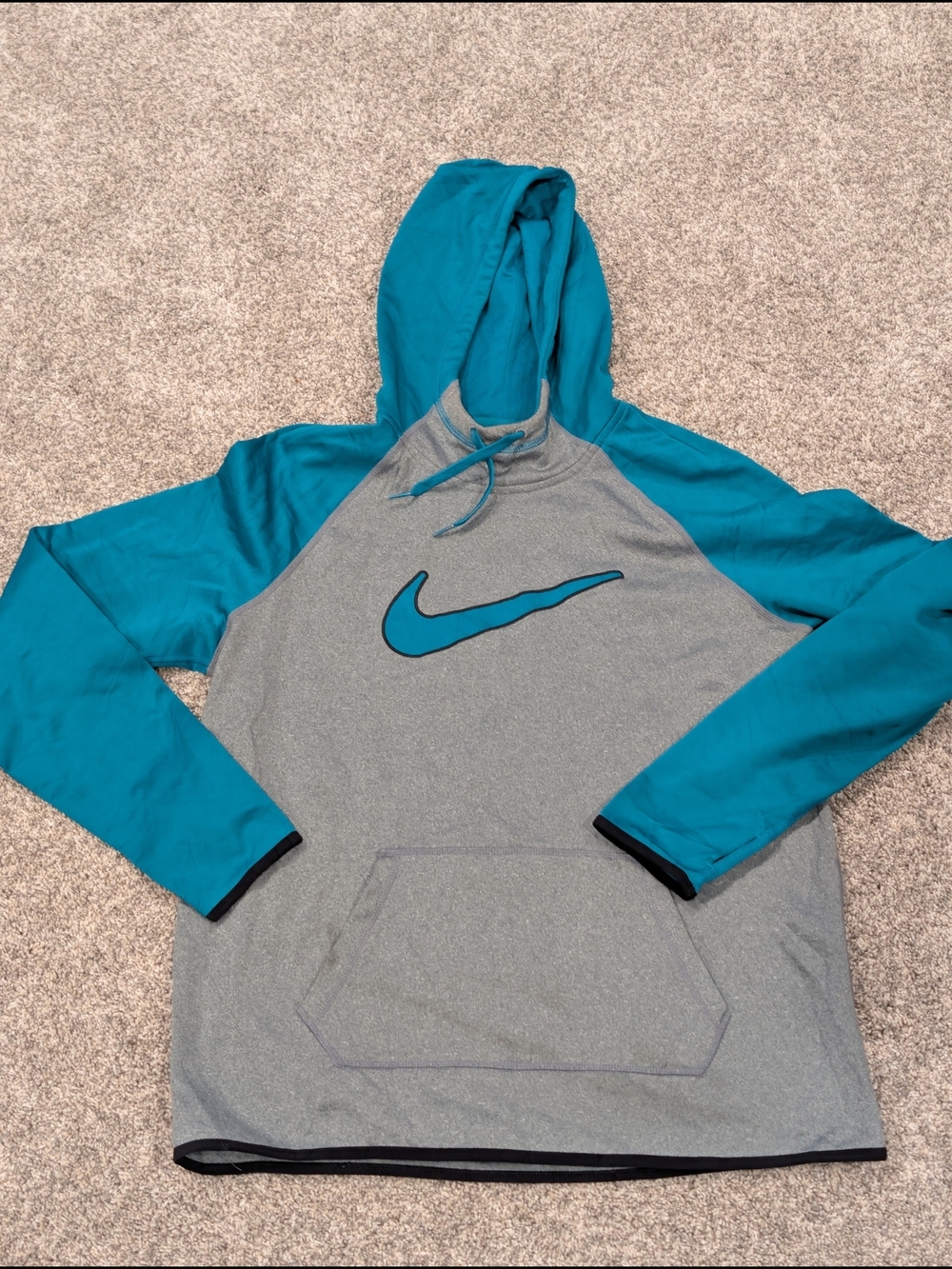 Nike Therma-Fit Fleece Pullover Hoodie Teal Gray L